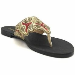 Cendriyon Tongs Doré Chaussures Femme for Tongs Couleur Doré