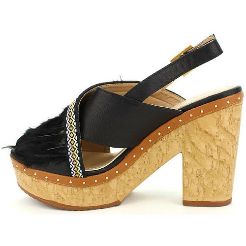 Cendriyon Sandales Noir Chaussures Femme for Sandales et Nu-pieds Couleur Noir 4 Cendriyon Sandales Noir Chaussures Femme for Sandales et Nu-pieds Couleur Noir – Image 2